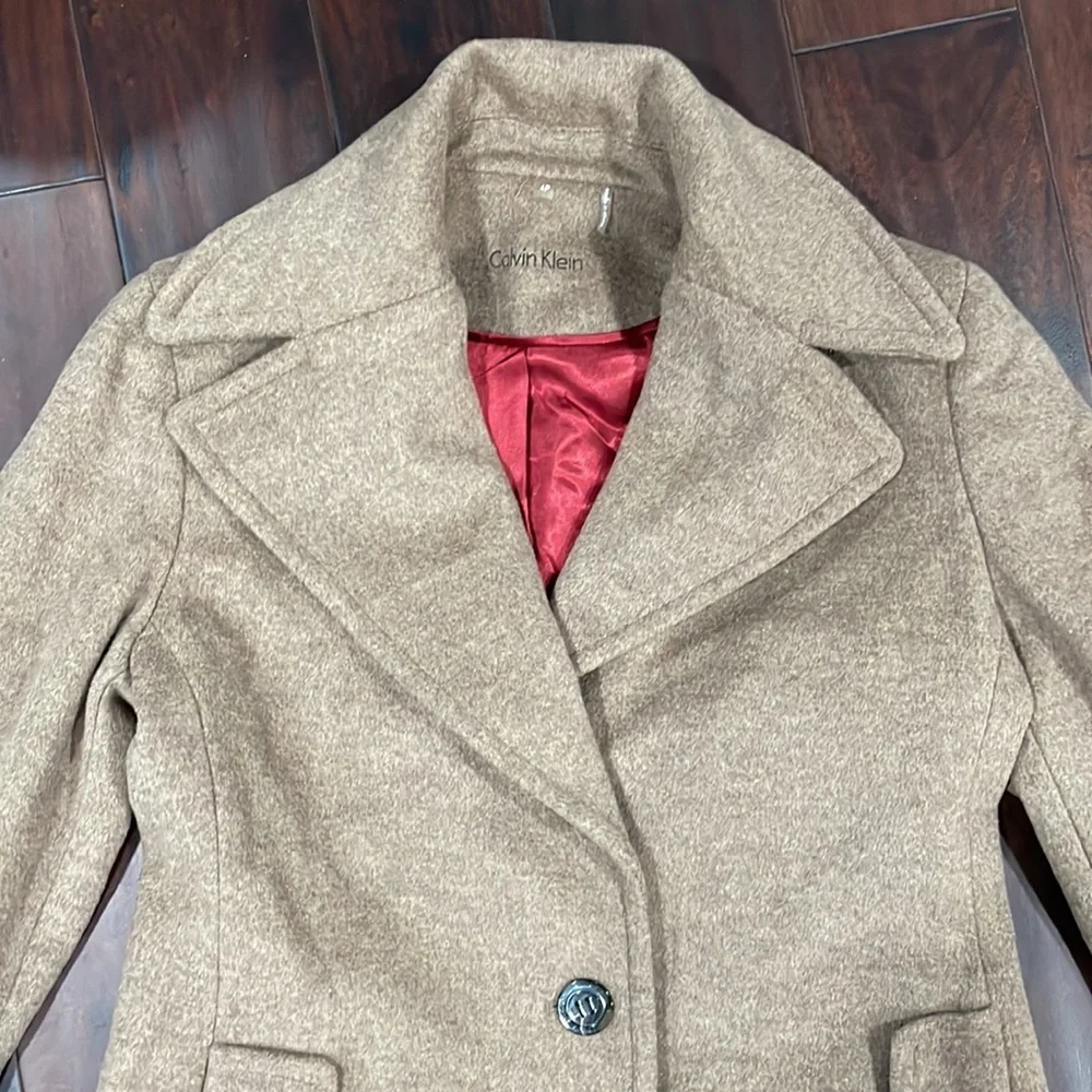 Calvin Klein Beige Wool Peacoat - Picture 8 of 13